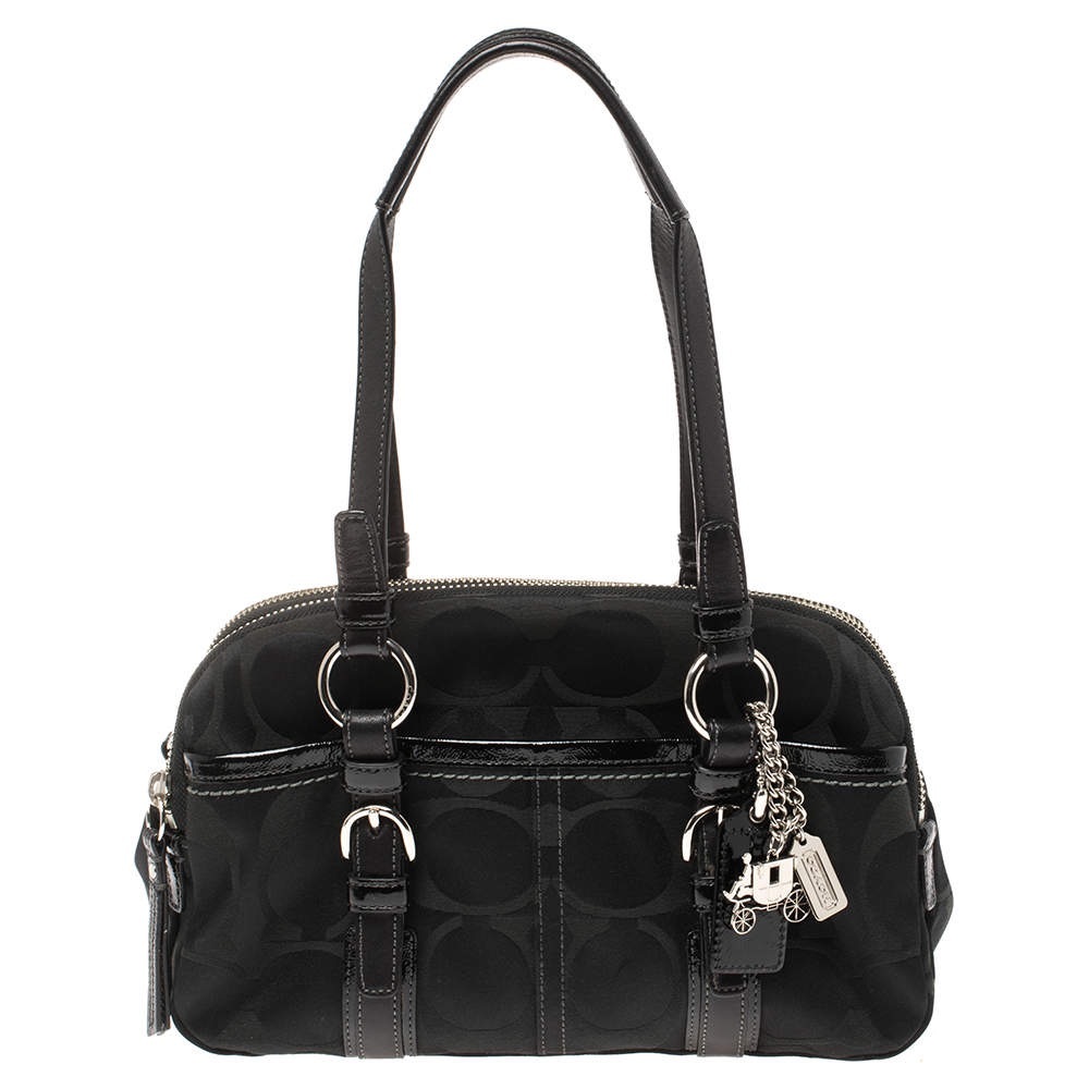 Coach Bonnie Soho Satchel 12680 Black Shoulder Bag with Silver Accents